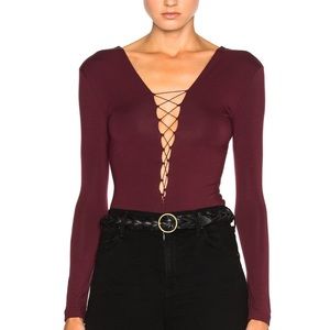 T By Alexander Wang Lace Up Long Sleeve Bodysuit